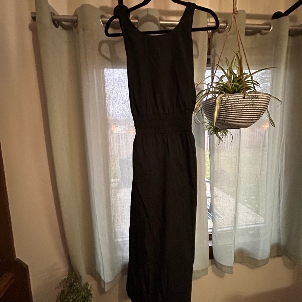 Women's Poplin Cross Back Midi Dress - A New Day Black